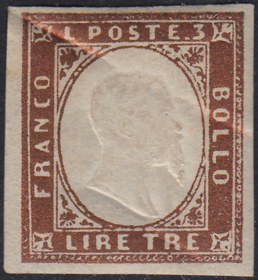 1860 - 1/2 dark blue tornese called "Croce di Savoia" used in the IL PAESE newspaper of 1/1/1861 (16b)