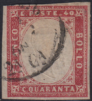 1860 - 1/2 dark blue tornese called "Croce di Savoia" used in the IL PAESE newspaper of 1/1/1861 (16b)