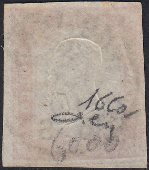 1860 - 1/2 dark blue tornese called "Croce di Savoia" used in the IL PAESE newspaper of 1/1/1861 (16b)