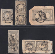 EB78 - 1861 - Cifra a rilievo, c. 1 grigio nero insieme di esemplari usati e su frammento (19, 19a)