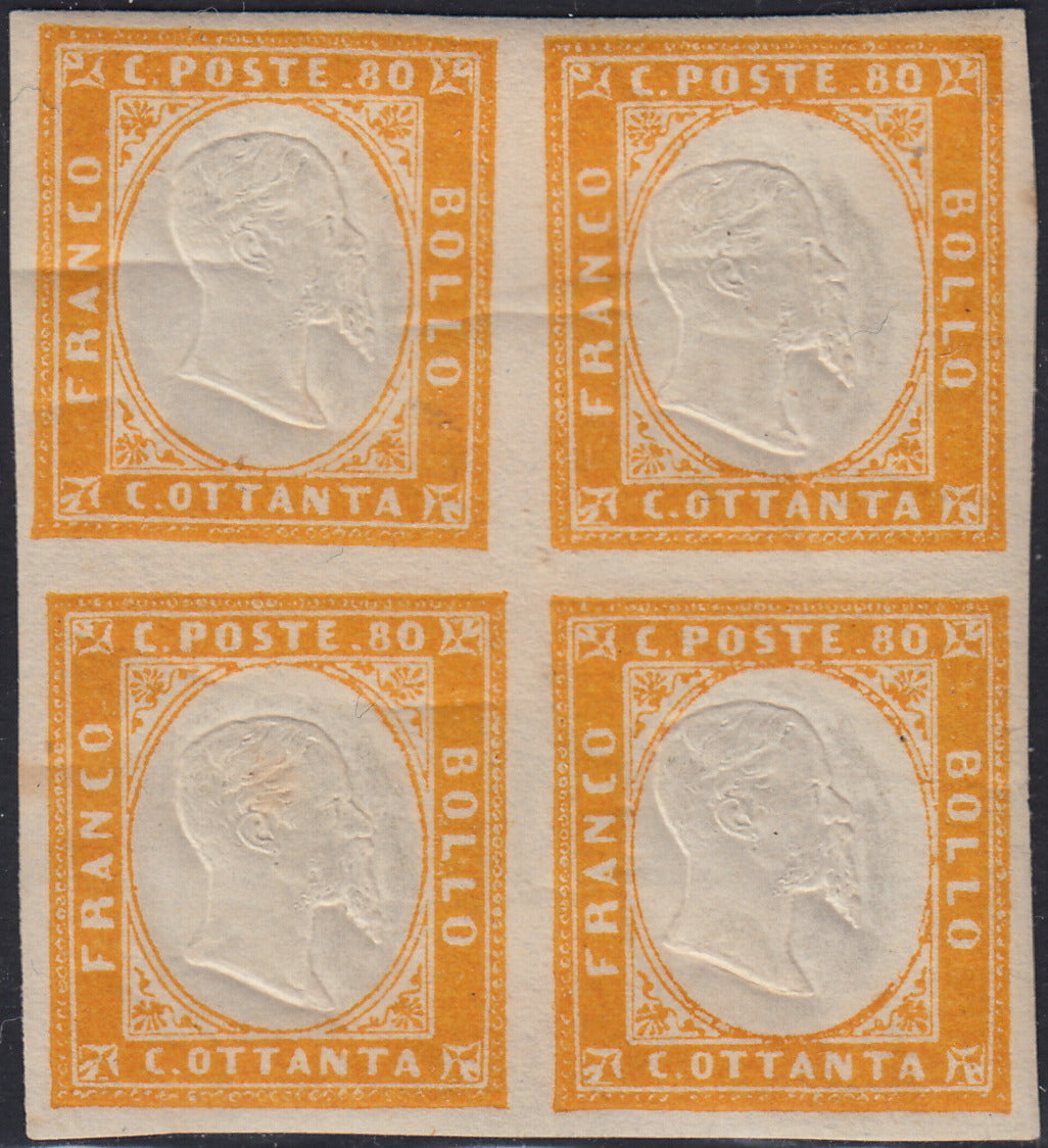 1860 - 1/2 dark blue tornese called "Croce di Savoia" used in the IL PAESE newspaper of 1/1/1861 (16b)