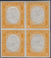 1860 - 1/2 dark blue tornese called "Croce di Savoia" used in the IL PAESE newspaper of 1/1/1861 (16b)