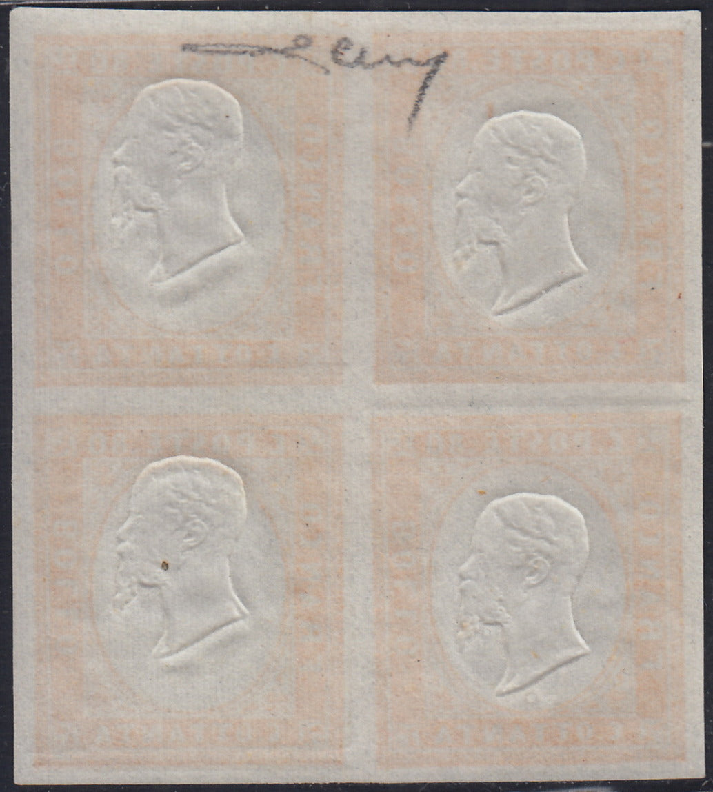 1860 - 1/2 dark blue tornese called "Croce di Savoia" used in the IL PAESE newspaper of 1/1/1861 (16b)