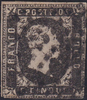 EB92 - 1851 - Sardegna I emissione, c. 5 nero grigiastro usato (1d)