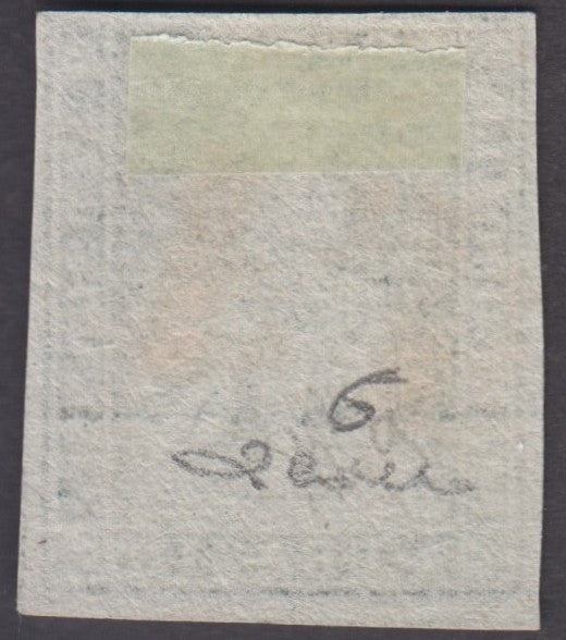 PPP449 - 1851 Leone di Marzocco, 2 light blue crazie on gray paper and crown watermark, used (5d)