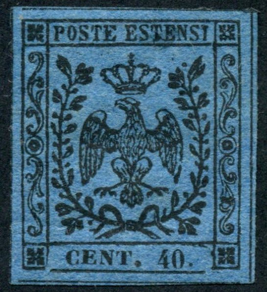1852 - Duchy of Modena issue with dot after the figure, c. 10 new pink rubber intact (9)