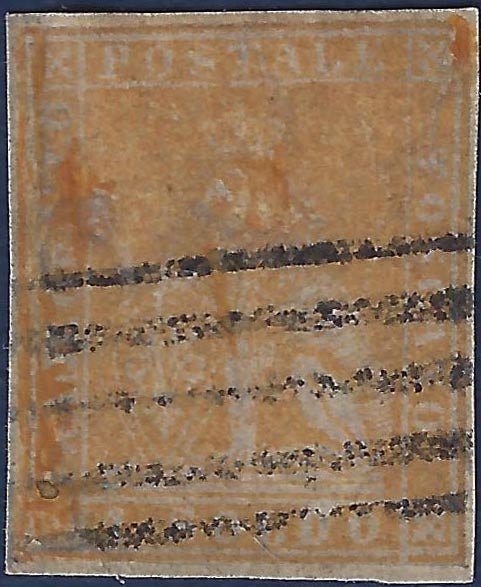 EC16-311 -  1857 Leone di Marzocco, 1 soldo ocra su carta bianca e filigrana linee ondulate, usato (11)