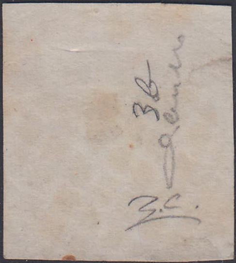 EC32_137 - 1851 - Effigie di Vittorio Emanuele II volta a destra, c. 40 rosa carminio vivo usato (3b).