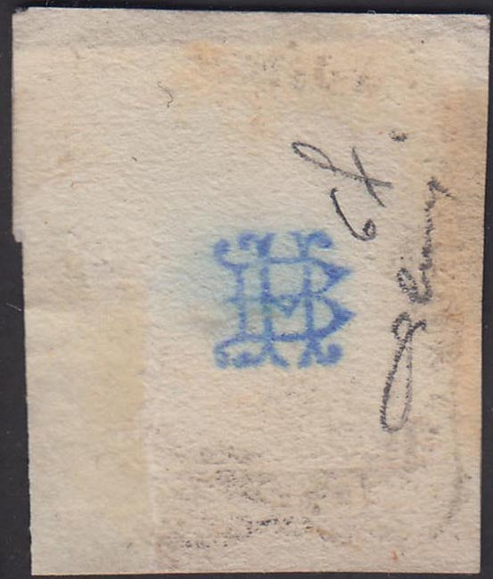 EC70_23 - 1859 - Effigie di Federico II di Borbone, 2 grana azzurro vivo I tavola carta di Napoli Ritocco 82 usato (6f)