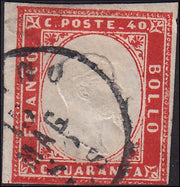 ECB82 - 1861 - IV emissione c. 40 rosso carminio usato con annullo di MILANO 15/5/60 (16D)