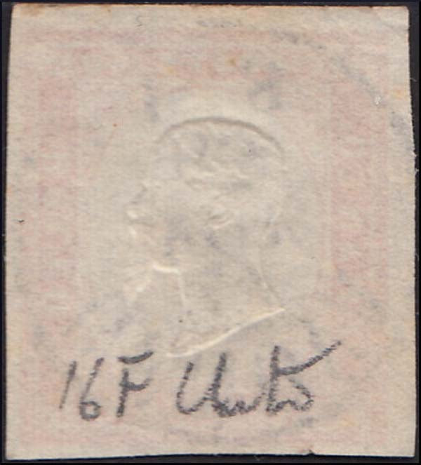 ECB89 - 1863 - IV emissione c. 40 rosa vermiglio usato con annullo di Genova 27/11/63 (16F)