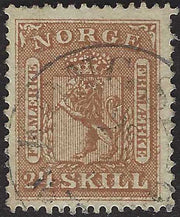 ECG111 - 1863 - Stemma con Leone rampante, 24s. bruno usato (10)
