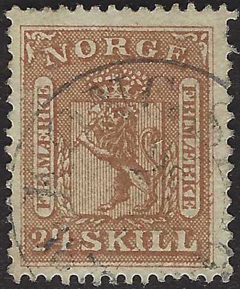 ECG111 - 1863 - Stemma con Leone rampante, 24s. bruno usato (10)