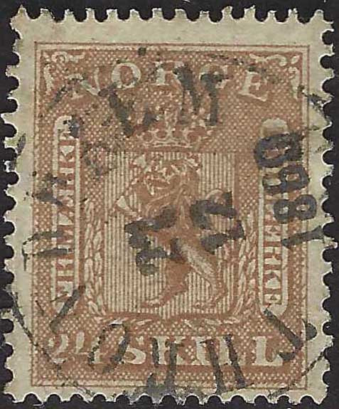 ECG112 - 1863 - Stemma con Leone rampante, 24s. bruno usato (10)
