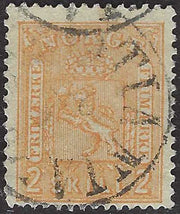 ECG115 - 1867/68 - Stemma con Leone rampante, 2s. arancio usato (12)