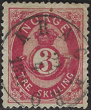 ECG128 - 1872/75 - Corno di posta ombreggiato, 3s. carminio usato (18)