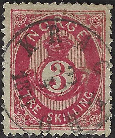 ECG128 - 1872/75 - Corno di posta ombreggiato, 3s. carminio usato (18)