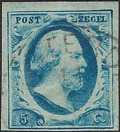 EC131 - 1852 - Effigie di Guglielmo III, 5c. azzurro usato (1)