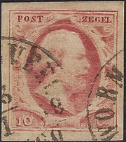 EC134 - 1852 - Effigie di Guglielmo III, 10c. rosa carminio usato (2)