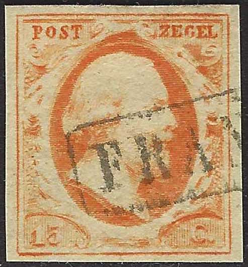 EC135 - 1852 - Effigie di Guglielmo III, 15c. arancio usato (3)