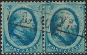 EC136 - 1864 - Effigie di Guglielmo III, emissione dentellata 5c. azzurro coppia orizzontale usata (4)