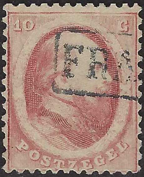 EC141 - 1864 - Effigie di Guglielmo III, emissione dentellata 10c. rosa carmini usato (5)