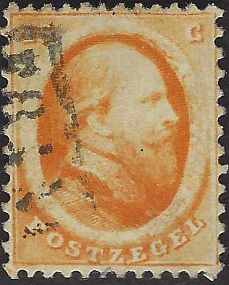 EC143 - 1864 - Effigie di Guglielmo III, emissione dentellata 15c. arancio usato (6)