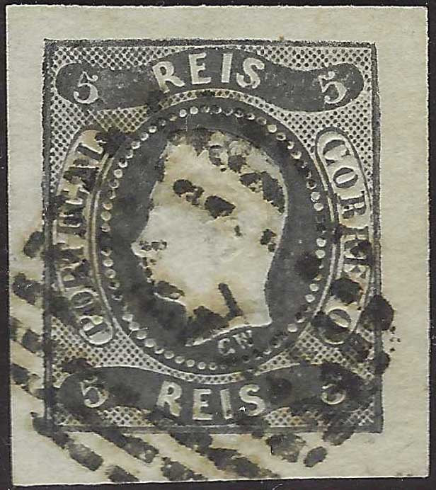 EC156 - 1866/67 - Effigie di Luigi I, 5 reis nero usato (18)