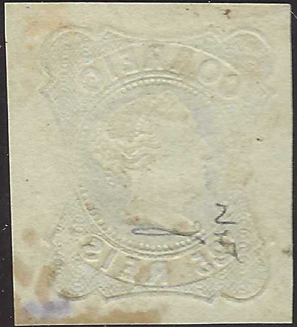 ECG164 - 1853 - Effigie di Maria II, 25 reis azzurro usato (2)