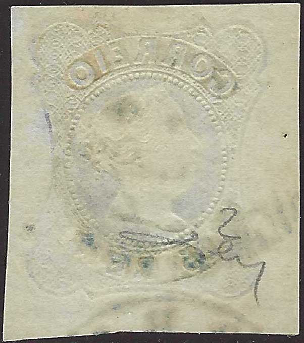 ECG166 - 1853 - Effigie di Maria II, 25 reis azzurro usato (2)