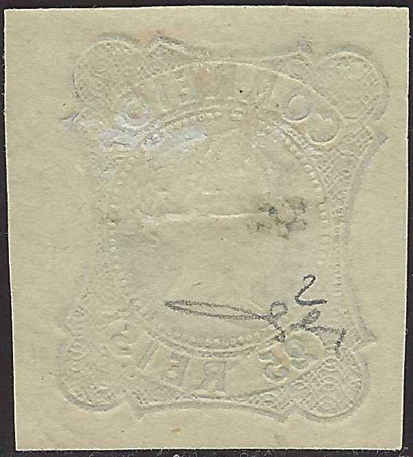 ECG167 - 1853 - Effigie di Maria II, 25 reis azzurro usato (2)
