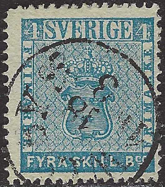 EC175 - 1855 - Stemma, 4 skilling azzurro usato (2)