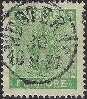 ECG180 - 1858/60 - Stemma, 5 öre verde giallo usato (6)
