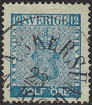 ECG185 - 1858/60 - Stemma, 12 öre azzurro usato (8)