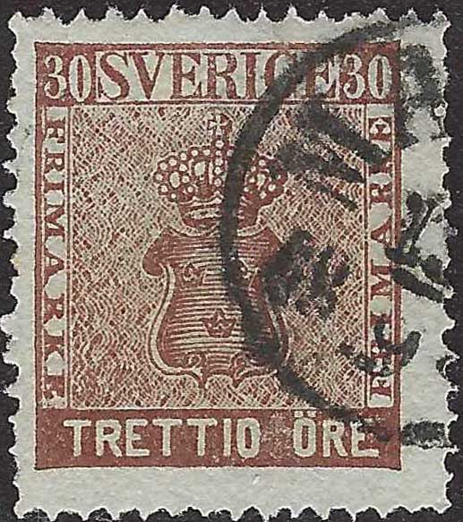 ECG189 - 1858/60 - Stemma, 30 öre bruno usato (10)