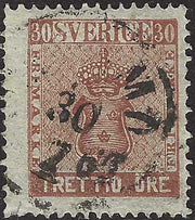 ECG190 - 1858/60 - Stemma, 30 öre bruno usato (10)