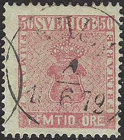 ECG195 - 1858/60 - Stemma, 50 öre carminio (chiaro) usato (11)