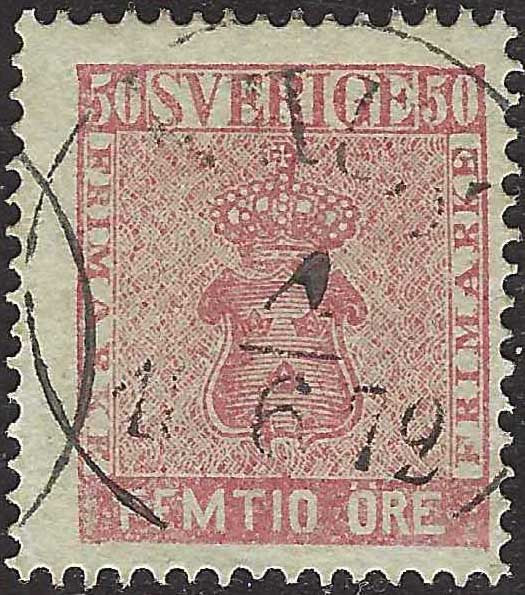 ECG195 - 1858/60 - Stemma, 50 öre carminio (chiaro) usato (11)