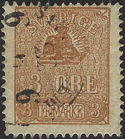 ECG199 - 1862/72 - Stemma, 3 öre bistro con disegno modificato usato (12)