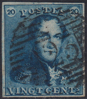 ECG201 - 1849 - Leopoldo I, filigrana "L.L.", I emissione 20c. azzurro usato (Y&T 2)