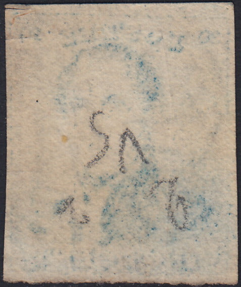 ECG204 - 1849 - Leopoldo I, filigrana "L.L.", I emissione 20c. azzurro usato (Y&T 2)