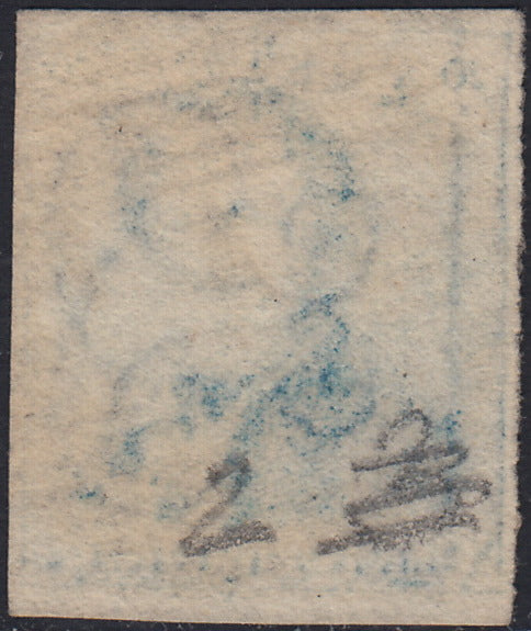ECG205 - 1849 - Leopoldo I, filigrana "L.L.", I emissione 20c. azzurro usato (Y&T 2)