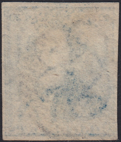 ECG206 - 1849 - Leopoldo I, filigrana "L.L.", I emissione 20c. azzurro usato (Y&T 2)