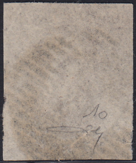 ECG223 - 1858/61 - Leopoldo I, senza filigrana, 10c. bruno usato (Y&T 10)