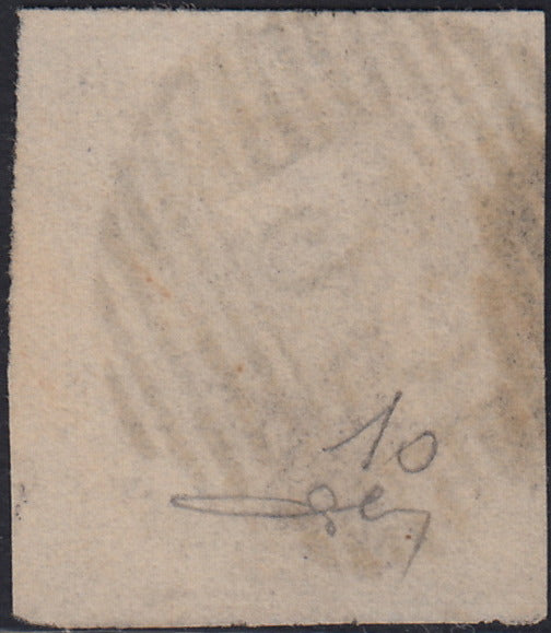 ECG224 - 1858/61 - Leopoldo I, senza filigrana, 10c. bruno (chiaro) usato (Y&T 10)