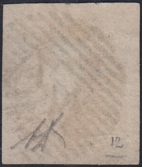 ECG226 - 1858/61 - Leopoldo I, senza filigrana, 40c. rosa carminio usato (Y&T 12)
