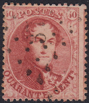 ECG228 - 1863 - Leopoldo I dentellatura 14 1/2, 40c. rosa carminio usato (Y&T 16B)