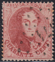 ECG230 - 1863 - Leopoldo I dentellatura 14 1/2, 40c. rosa carminio usato (Y&T 16B)