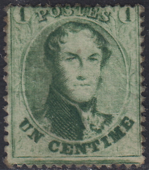 ECG235 - 1863 - Leopoldo I dentellatura 14 1/2, 5c. verde usato (Y&T 13B)