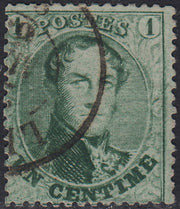 ECG236 - 1863 - Leopoldo I dentellatura 14 1/2, 5c. verde usato (Y&T 13B)